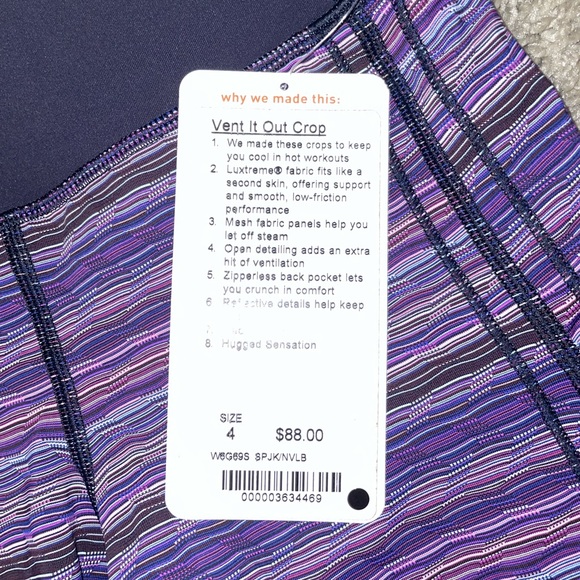 NWT Lululemon athletica Vent It Out Crop Leggings - Picture 3 of 5
